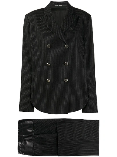 Pre-owned Gianfranco Ferre 1990s Pinstripe Two-piece Suit In Black