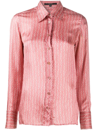 Pre-owned Gucci Chain Print Slim-fit Shirt In Pink