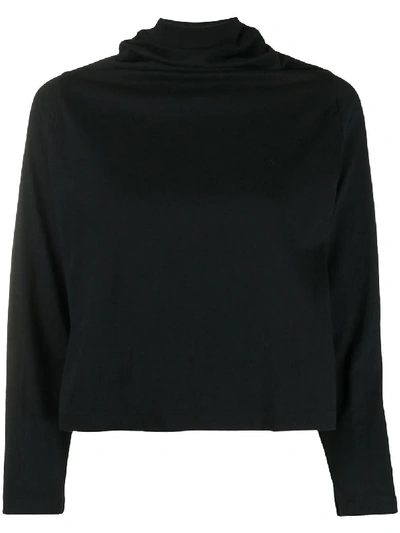 Pre-owned Maison Margiela 2000s High-neck Cropped Sweatshirt In Black