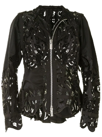 Shop Sacai Lace Jacket In Black