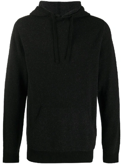 Shop Aspesi Fine Knit Hooded Jumper In Black