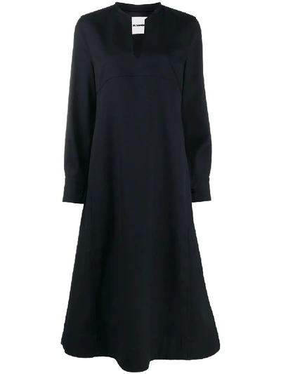 Shop Jil Sander A-line Standing Collar Dress In Black