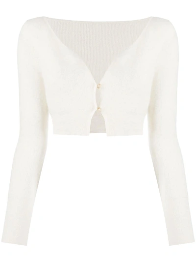 Shop Jacquemus Alzou Cropped Cardigan In White