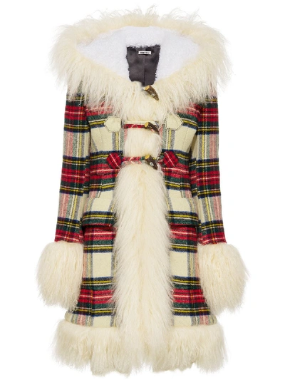 Shop Miu Miu Check-pattern Single-breasted Coat In Multicolour