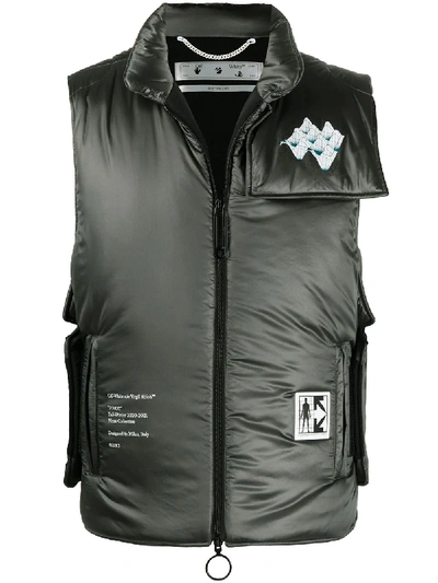 Shop Off-white Logo-print Sleeveless Gilet In Grey