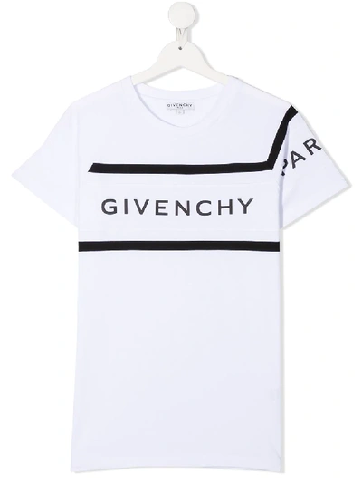Shop Givenchy Teen Logo Print Cotton T-shirt In White