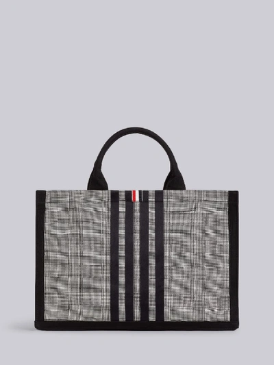 Shop Thom Browne Black And White Wool Prince Of Whales Print Tote