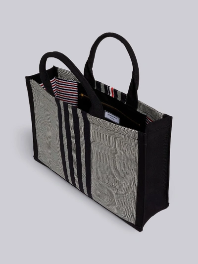 Shop Thom Browne Black And White Wool Prince Of Whales Print Tote