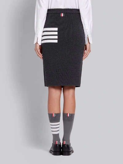 Shop Thom Browne Dark Grey Fine Merino Wool Links Stitch 4-bar Pencil Skirt