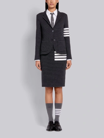 Shop Thom Browne Dark Grey Fine Merino Wool Links Stitch 4-bar Pencil Skirt