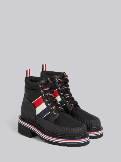 Shop Thom Browne Black Nylon All Terrain Tricolor Stripe Boot