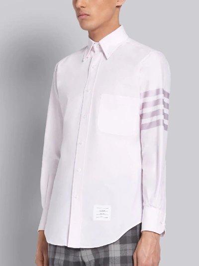 Shop Thom Browne Light Pink Cotton Oxford Long Sleeve Satin Weave 4-bar Shirt