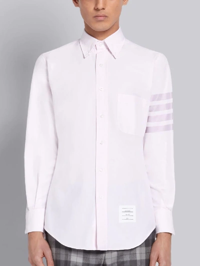 Shop Thom Browne Light Pink Cotton Oxford Long Sleeve Satin Weave 4-bar Shirt