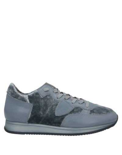 Shop Philippe Model Woman Sneakers Grey Size 8 Soft Leather, Textile Fibers