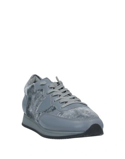 Shop Philippe Model Woman Sneakers Grey Size 8 Soft Leather, Textile Fibers