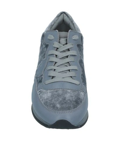 Shop Philippe Model Woman Sneakers Grey Size 8 Soft Leather, Textile Fibers