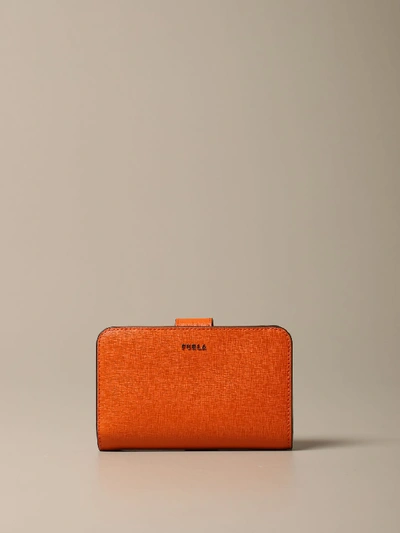 Shop Furla Wallet In Saffiano Leather In Orange