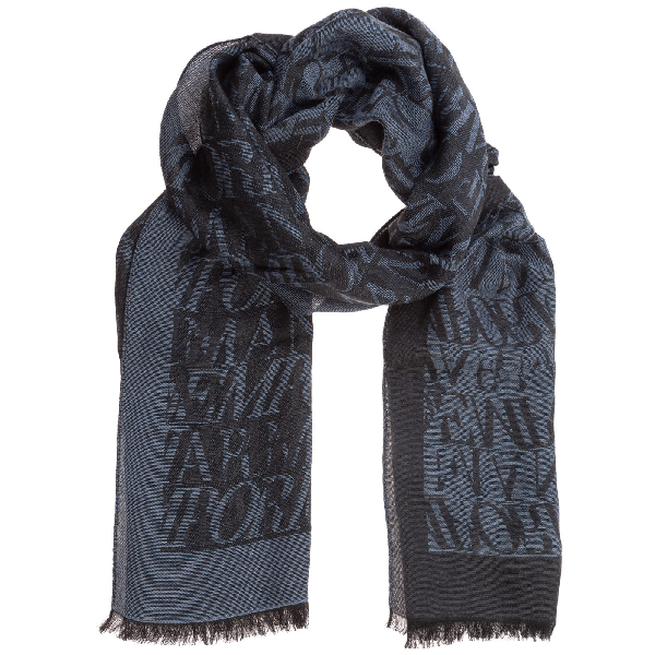 Emporio Armani Trifolio Stole In Aviation Blue | ModeSens