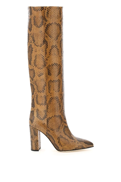 Shop Paris Texas Python-print Boots In Cognac (brown)
