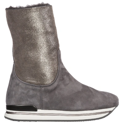 Shop Hogan H222 Ankle Boots In Grigio