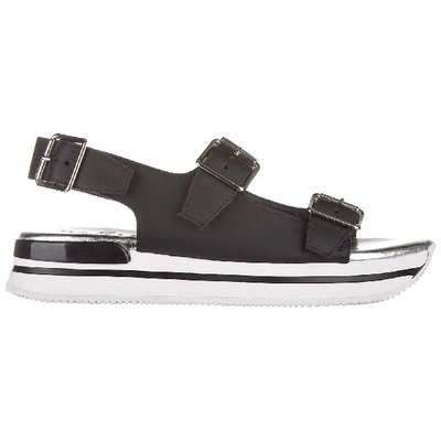 Shop Hogan H222 Wedge Sandals In Nero