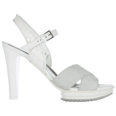 Shop Hogan H247 Sandals In Bianco Nebbia