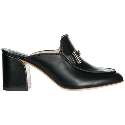 Shop Tod's Double T Mules Shoes In Nero