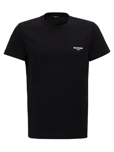 Shop Balmain T-shirt With Flocked Logo To The Chest In Black
