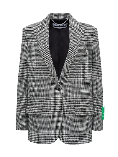 Shop Off-white Geln Plaid Single Breasted Blazer In White/black