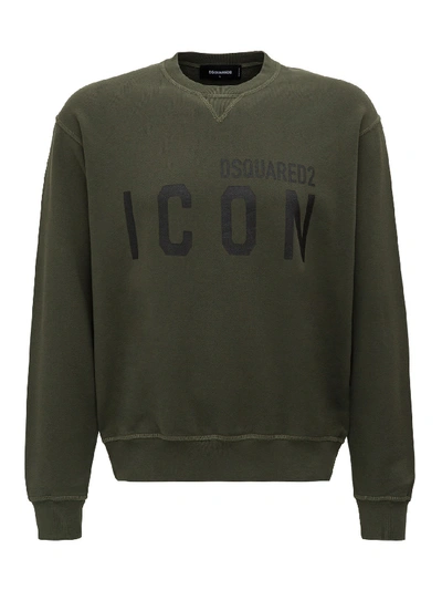 Shop Dsquared2 Sweatshirt With Icon Macro Logo In Green