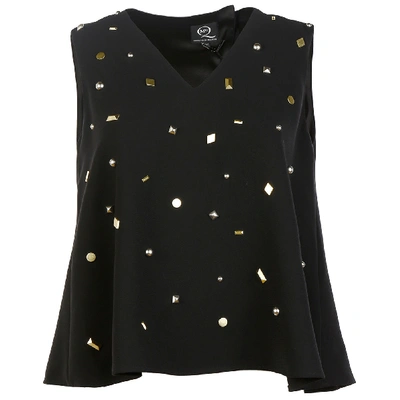 Shop Alexander Mcqueen Studded Volume Top In Nero