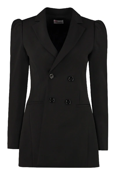 Shop Red Valentino Stretch Double-breasted Blazer In Black