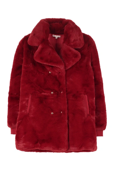Shop Chloé Faux Fur Coat In Burgundy
