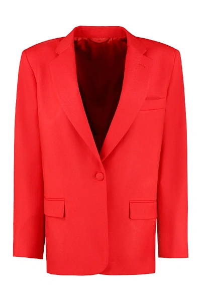 Shop Attico Bianca Wool Blazer In Red