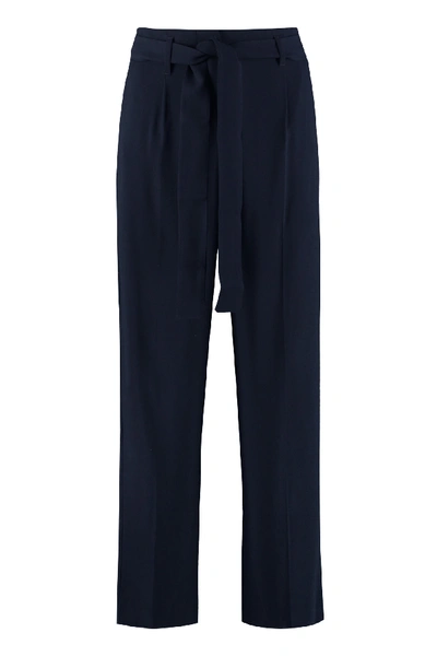 Shop Max Mara Kartal Belted Cropped Trousers In Blue