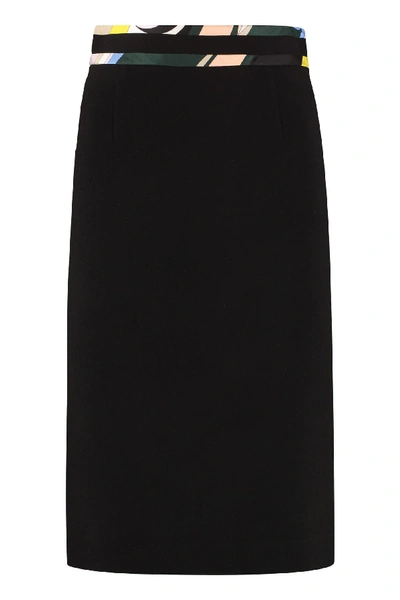 Shop Emilio Pucci Crepe Pencil Skirt In Black