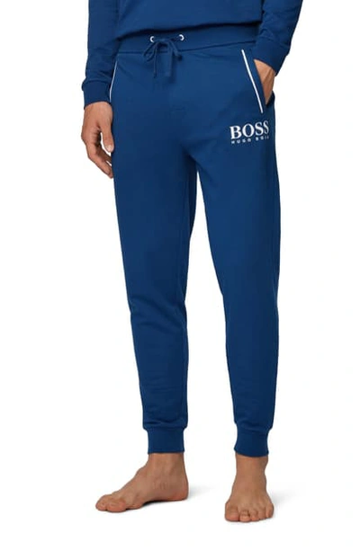 Shop Hugo Boss Authentic Cotton Pajama Bottoms In Medium Blue