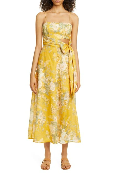 Shop Zimmermann Amelie Floral Linen Sundress In Amber Floral