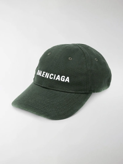 Shop Balenciaga Logo-print Baseball Cap In Green