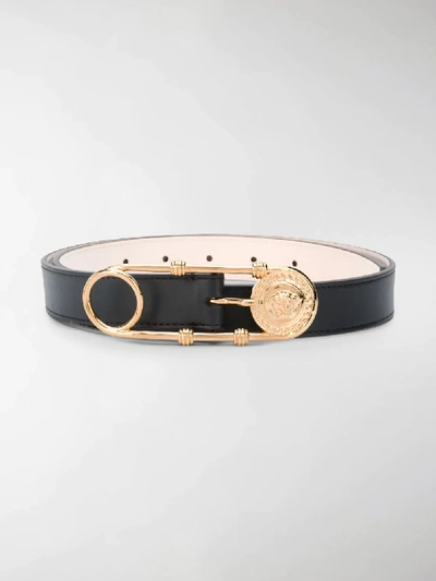 Shop Versace Safety Pin Buckle Belt In Black