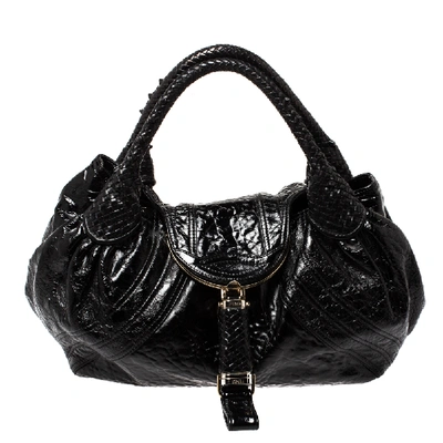 Pre-owned Fendi Black Patent Leather Spy Hobo