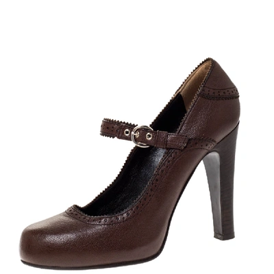 Pre-owned Dolce & Gabbana Dolce And Gabbana Brown Leather Brogue Detail Mary Jane Pumps Size 39