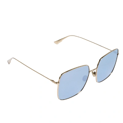Pre-owned Dior Gold Tone/ Silver Mirrored Stellaire1 8310t Square Sunglasses