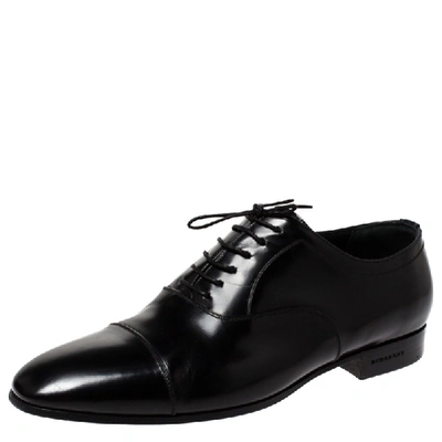 Pre-owned Burberry Black Leather Millstead Lace Up Oxfords Size 43