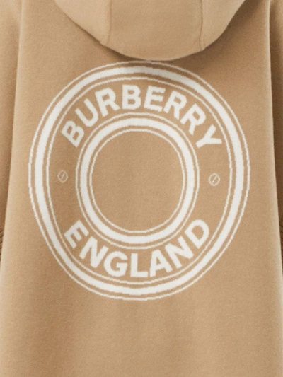 Shop Burberry Cashmere Wool Blend Cape In Beige