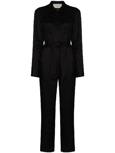 Shop Asceno Antwerp Tie-waist Jumpsuit In Black