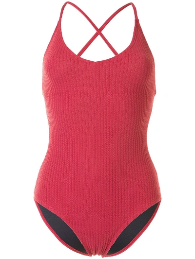 Shop Duskii Margot Ribbed Swimsuit In Pink
