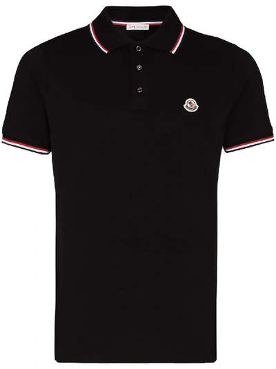 Shop Moncler Classic Logo Polo Shirt In Black