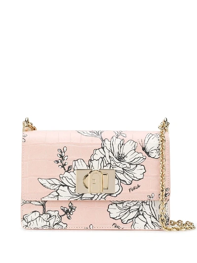Shop Furla Pillow Floral Shoulder Bag In Pink