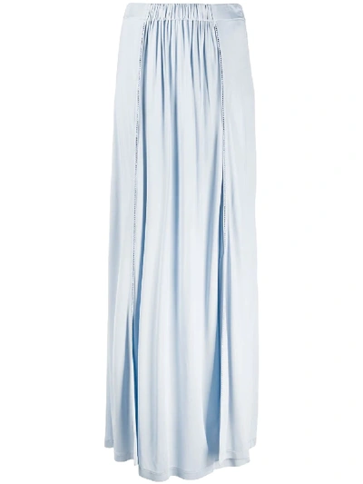 Shop La Perla Side Slit Midi Skirt In Blue